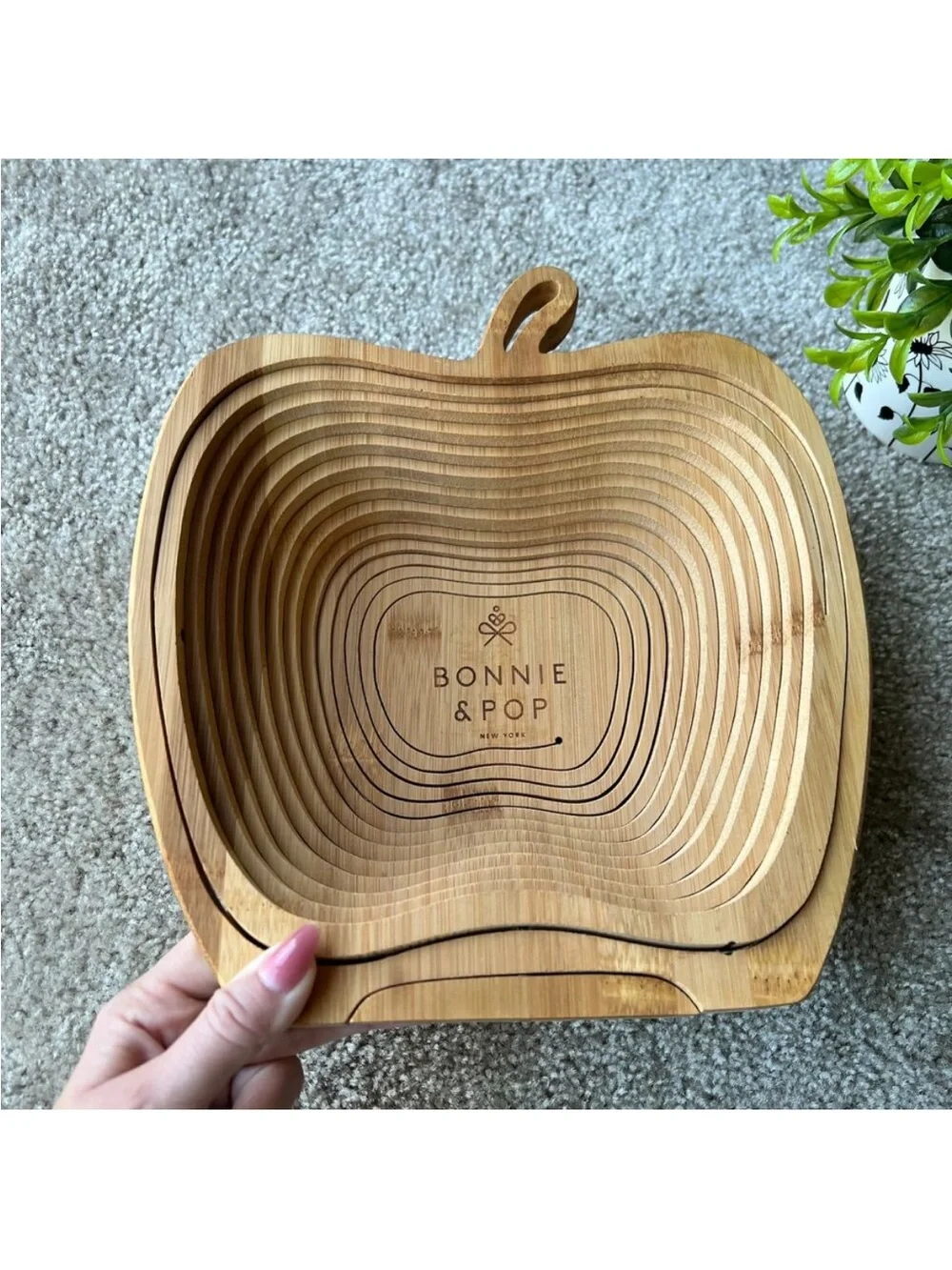 Natural Bamboo Apple-Shaped Serving Basket - Natural